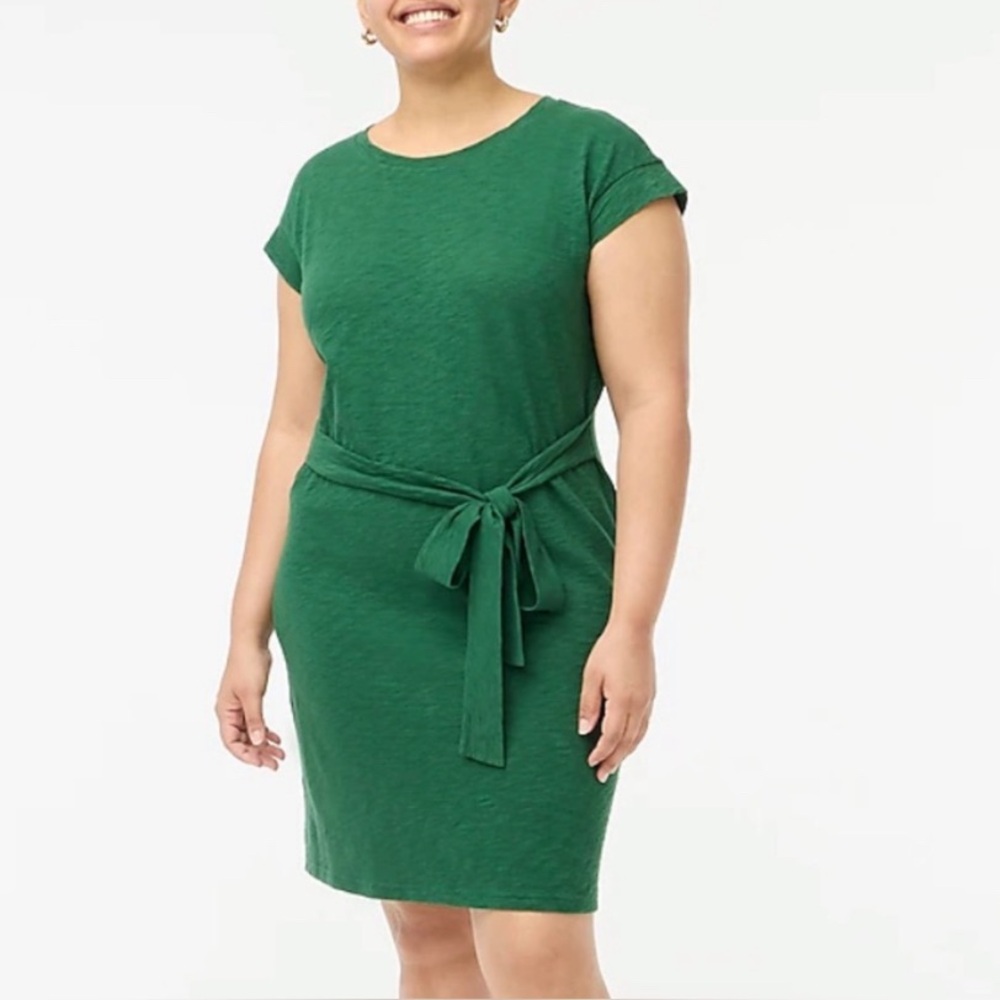 🆕 J. Crew Short-sleeve Tie-waist T-shirt Dress. Size XL. Dark green. - Picture 2 of 6